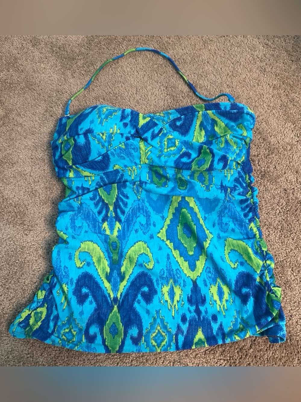 Ralph Lauren - Women’s Blue & Green Print Halter Tankini Top -size 10